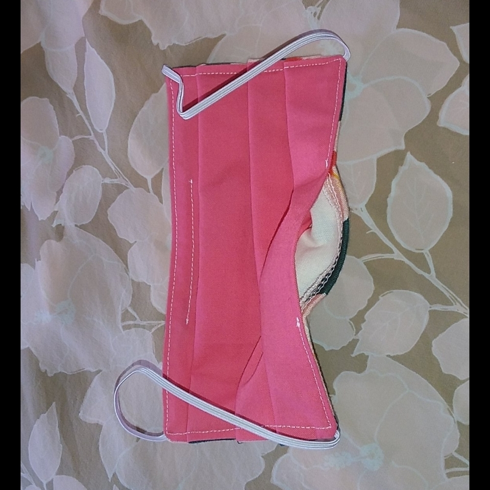 Acacia Mahalo cloth face mask fabric swimwear green pink peach hibiscus … - Picture 5 of 6